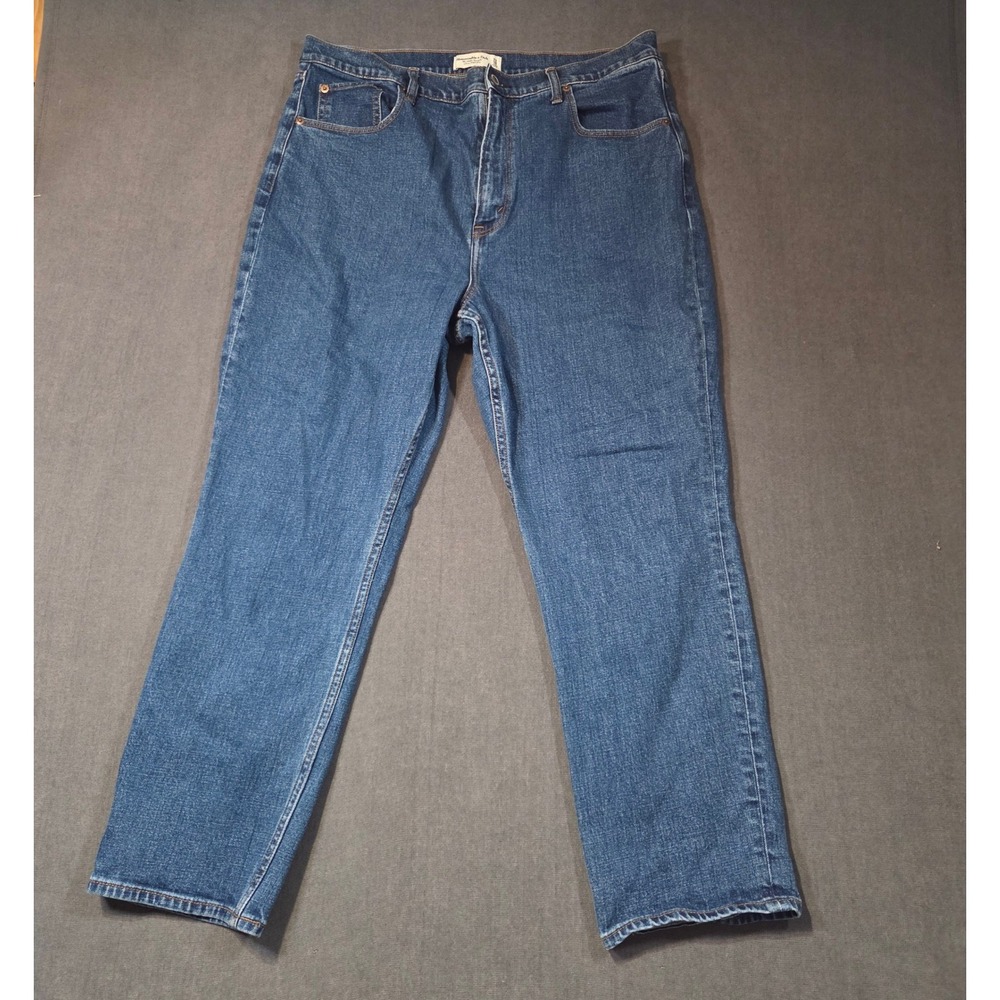 Abercrombie & Fitch Ankle Straight Jeans Womens 33/16 Blue Curve Love Ultra High